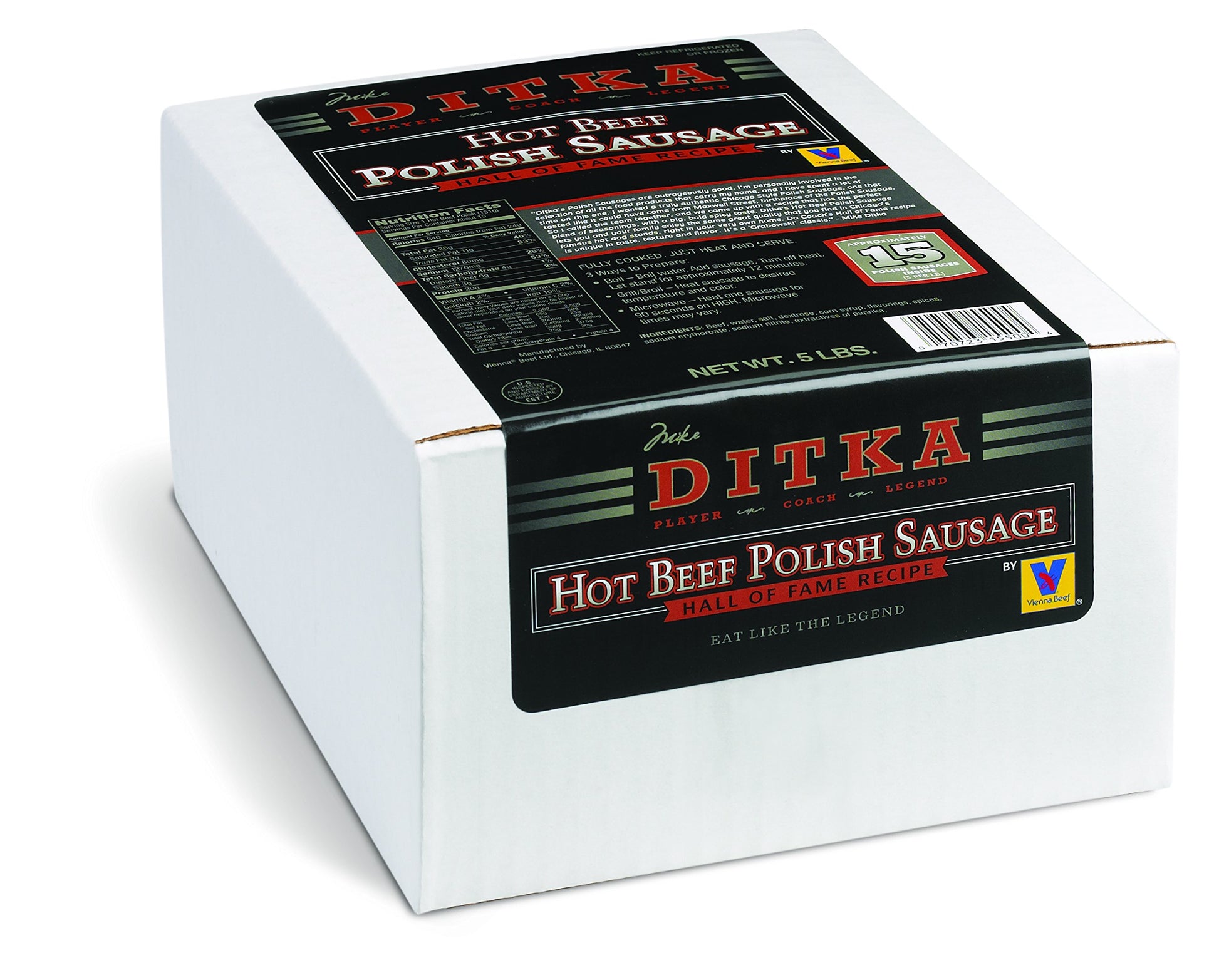 Ditka Monster Hot Polish Sausage 8 3:1 5 lbs. 15 count