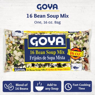 Goya Foods 16 Bean Soup Mix, Dry, 16 Ounce (Pack Of 24)