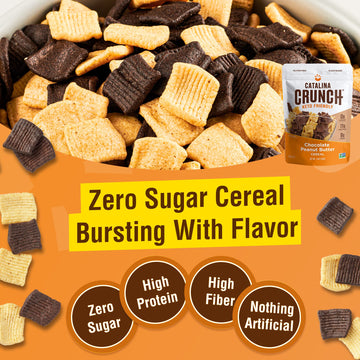 Catalina Crunch Chocolate Peanut Butter Keto Cereal 4 Pack (9Oz Bags) | Low Carb, Sugar Free, Gluten Free | Keto Snacks, Vegan,