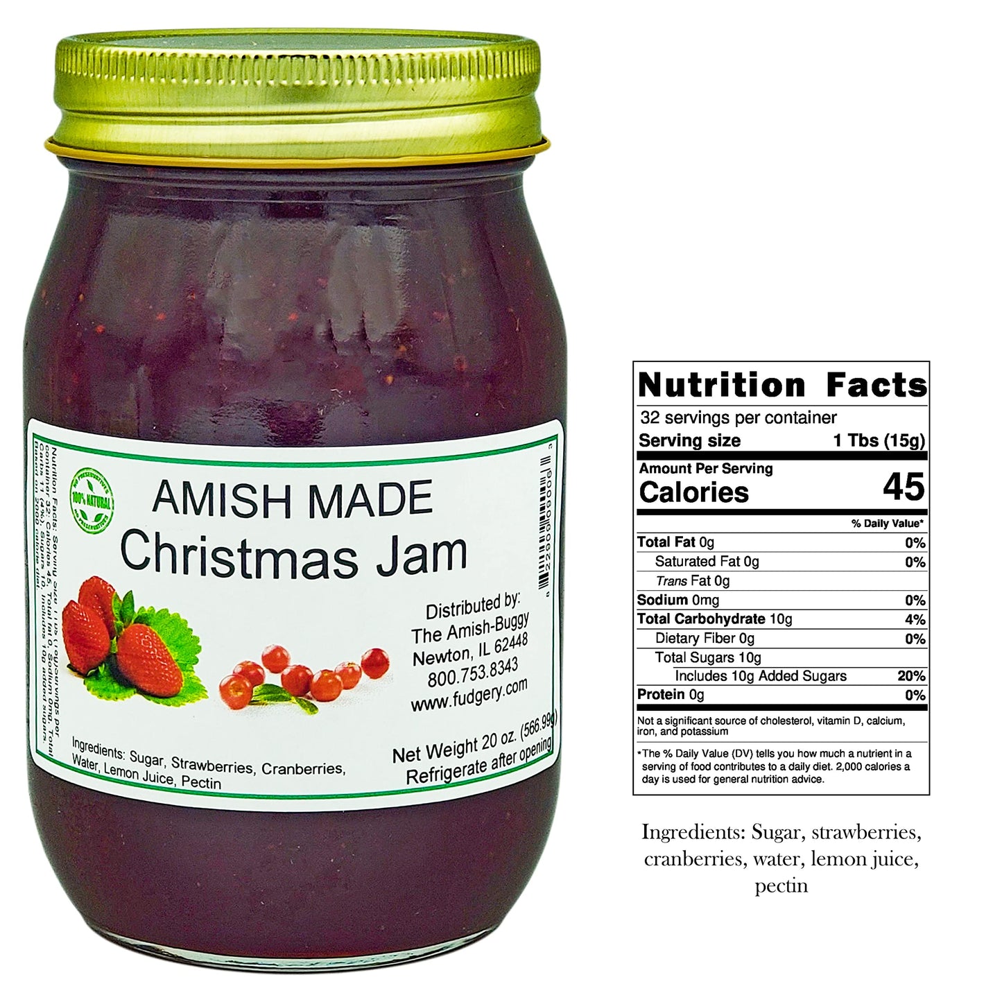 Amish Jam - Two 18 Oz Jars (Christmas Jam (2-18 Oz. Jars))