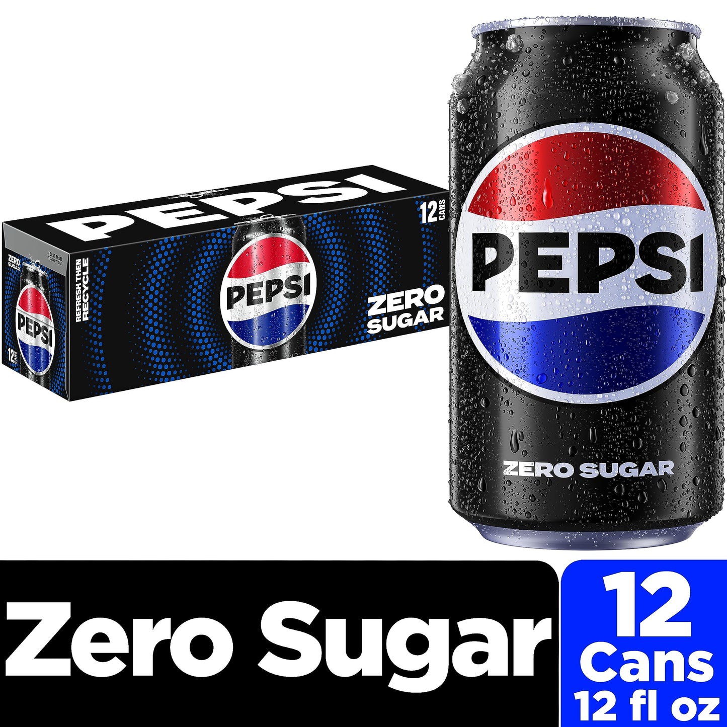 Pepsi Zero Sugar Cola Soda, 12 Fl Oz Cans (Pack of 12)