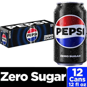 Pepsi Zero Sugar Cola Soda, 12 Fl Oz Cans (Pack of 12)