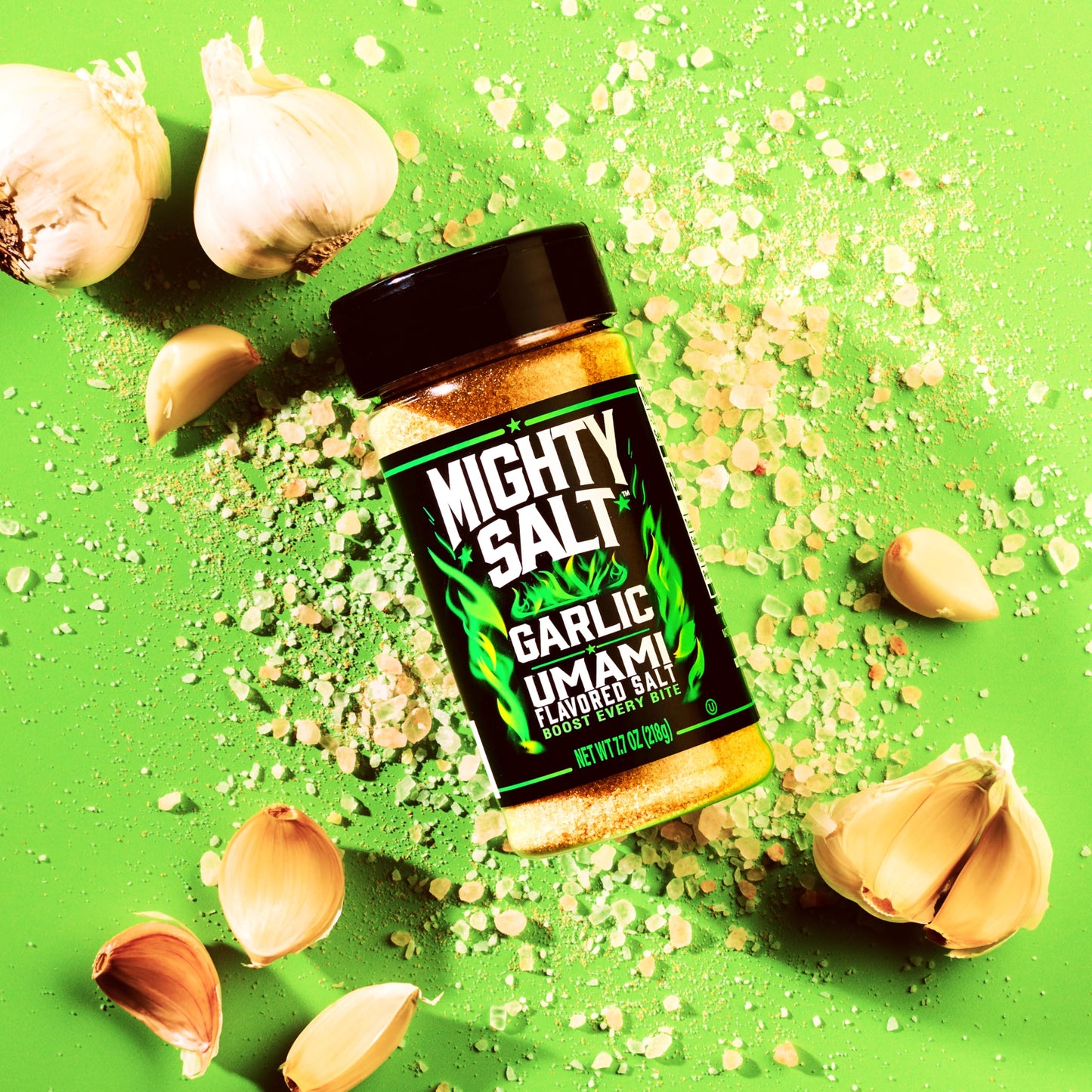 Mighty Salt Garlic Umami Flavored Salt  7.7 Ounce (Pack of 6)