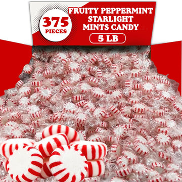 Starlights Peppermint Candy Mints, 5 Lbs, Individually Wrapped Hard Candy Mints, Red & White Striped Mint Candy After Dinner Min