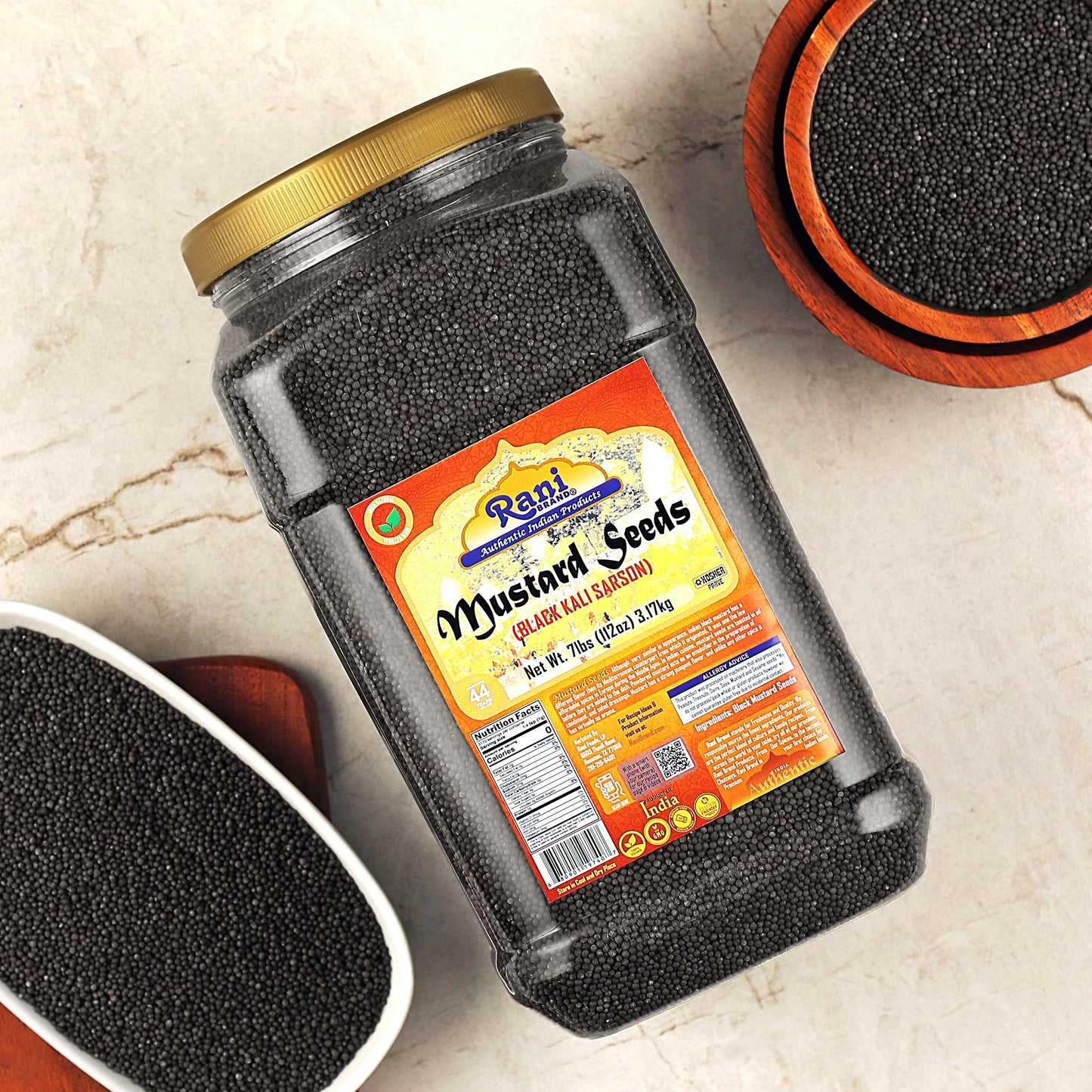 Rani Black Mustard Seeds Whole Spice, Non-GMO, Vegan, 80oz (5lbs) Bulk PET Jar, Gluten Friendly, Indian Origin