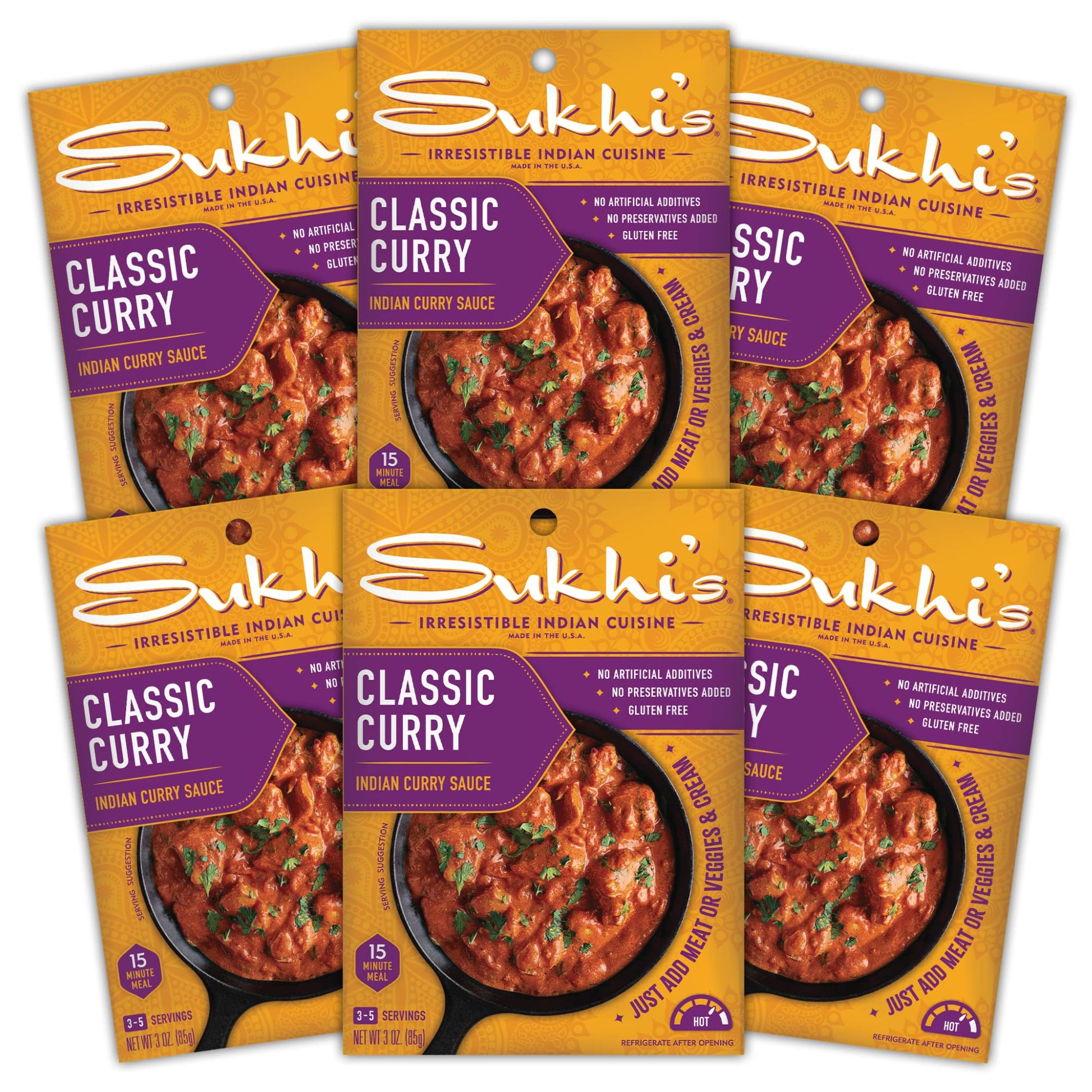 Sukhi'S Gluten-Free Indian Curry Paste - Classic Curry Sauce 3Oz (Pack Of 6), Simmer Sauce Indian Sauce