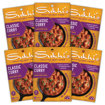 Sukhi'S Gluten-Free Indian Curry Paste - Classic Curry Sauce 3Oz (Pack Of 6), Simmer Sauce Indian Sauce