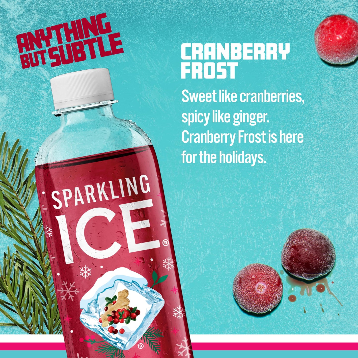 Sparkling Ice, Cranberry Frost Sparkling Water, Zero Sugar Flavored Water, with Vitamins and Antioxidants, Low Calorie Beverage,