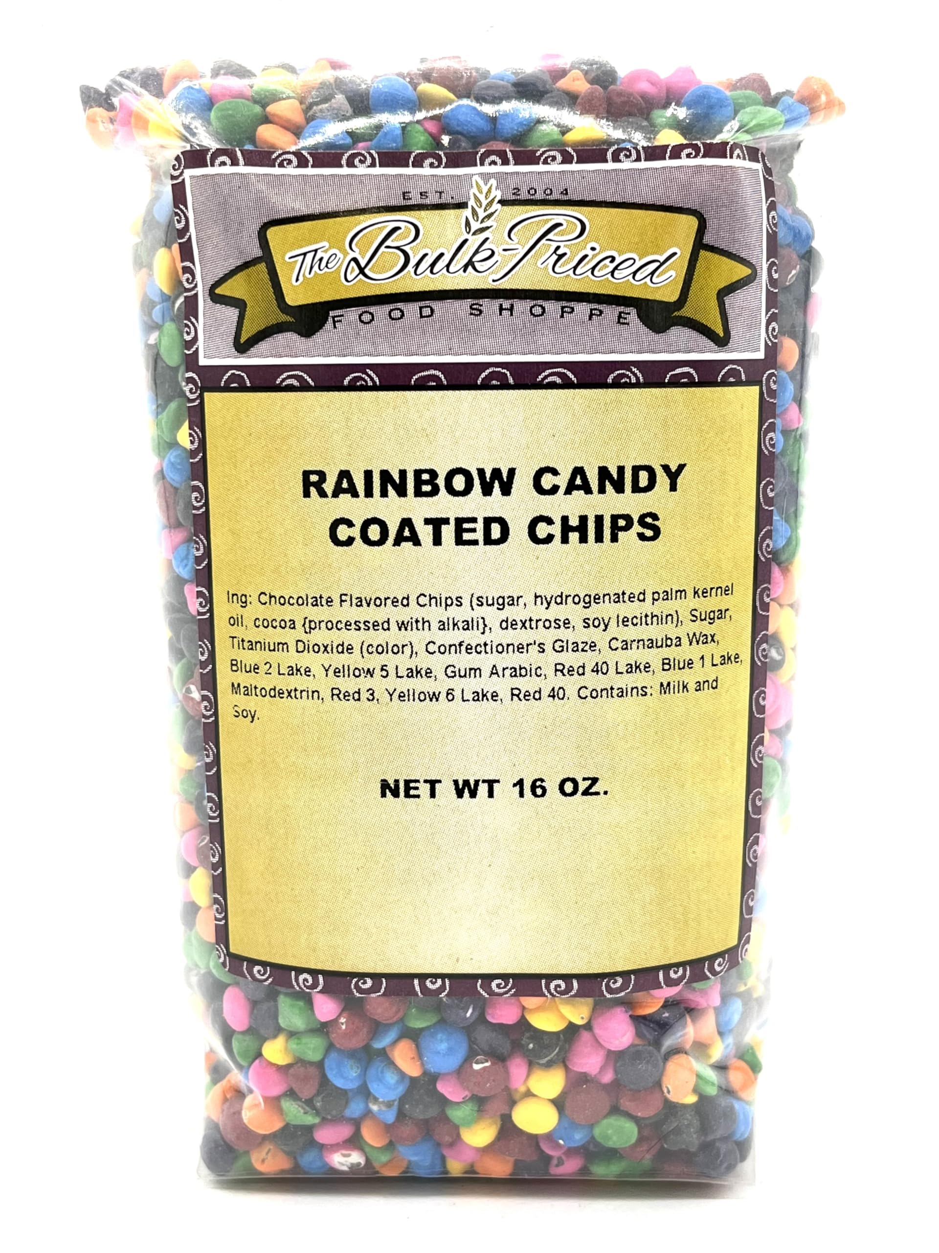 Rainbow Candy Coated Chocolate Chips, Bulk Size (1 Lb. Resealable Zip Lock Stand Up Bag)