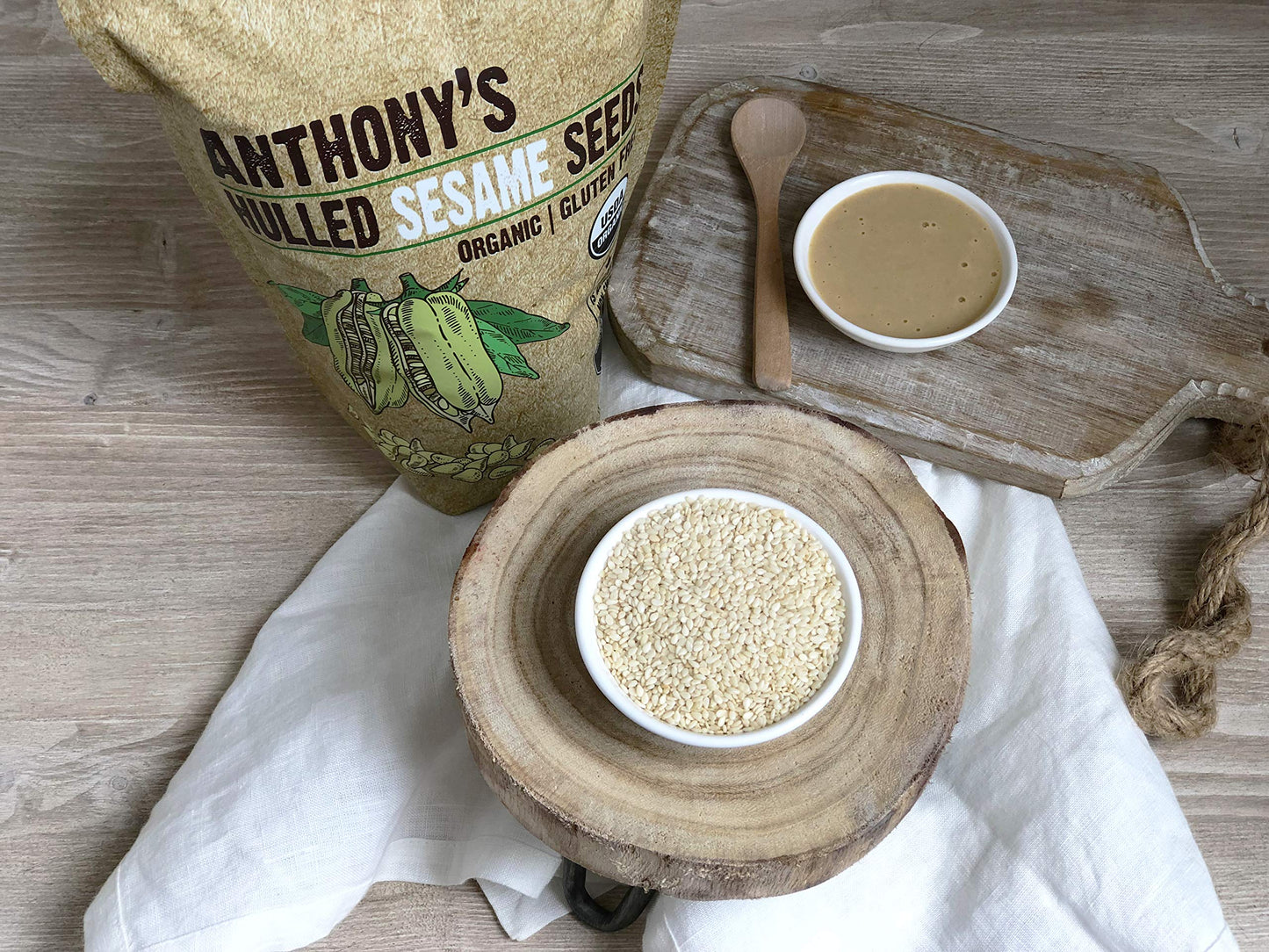 Anthony'S Organic Hulled Sesame Seeds, 2 Lb, White, Raw, Gluten Free, Non Gmo, Keto Friendly