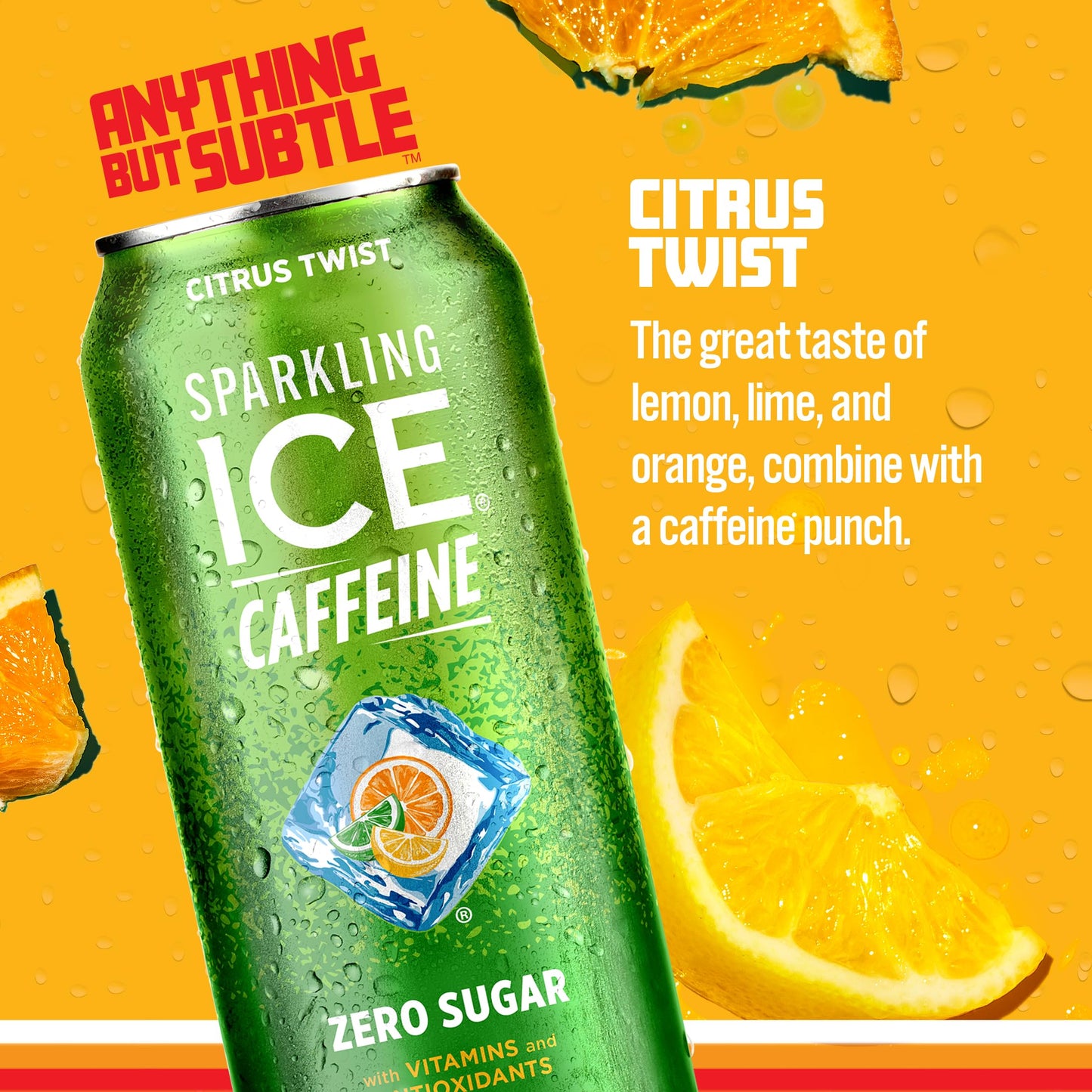 Sparkling ICE Sparkling Water with Caffeine, Zero Sugar, Citrus Twist, 16 fl oz Cans, Pack of 12