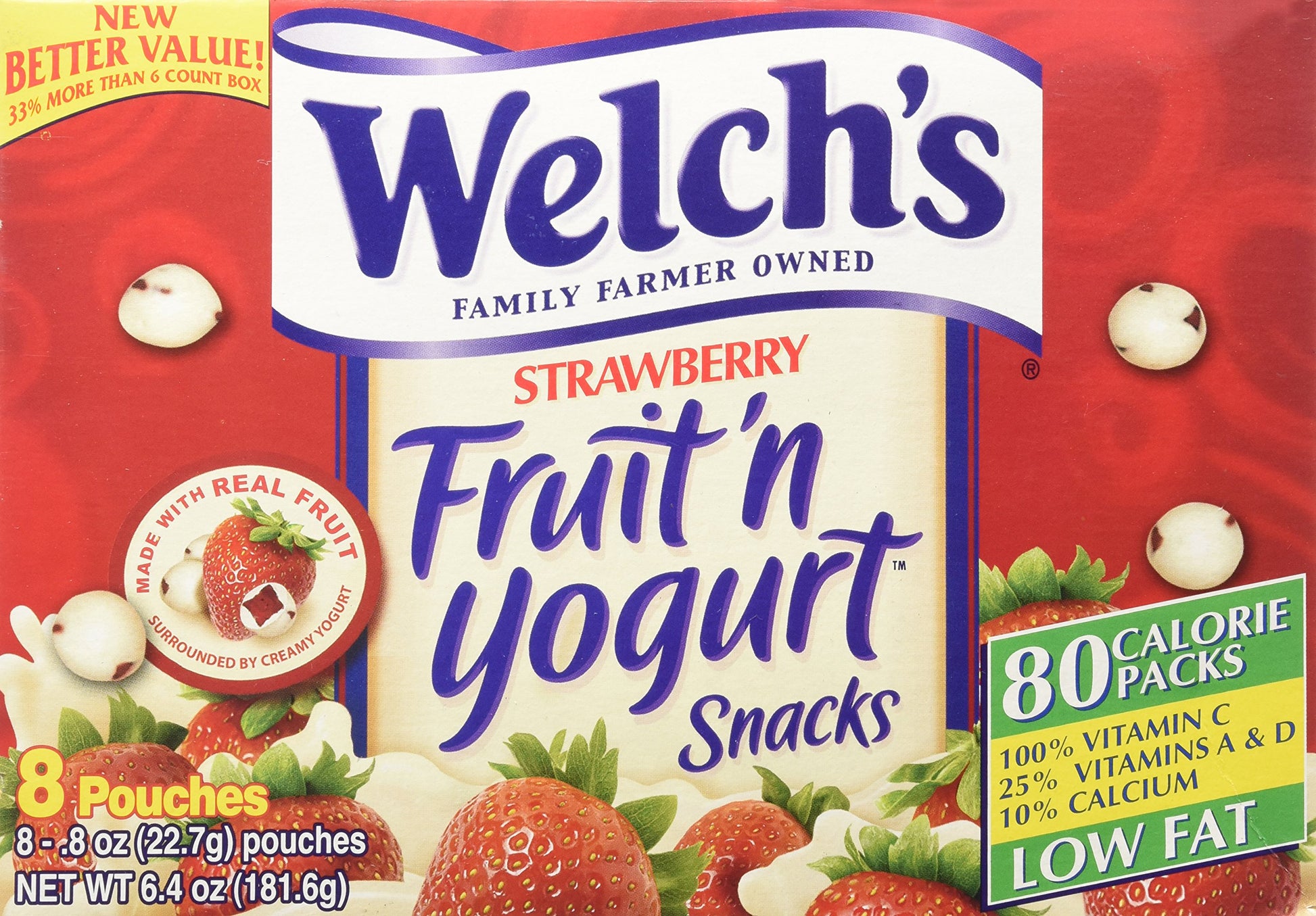 Welch'S Strawberry Fruit'N Yogurt Snacks 8 Pouches