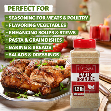 Eastanbul Granulated Garlic, 1.2Lb, Premium Turkish Garlic Granules, Perfect Mediterranean Seasoning For Cooking And Grilling, D