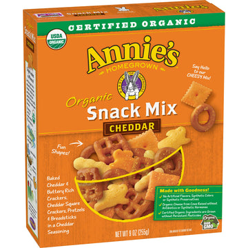 Annies Homegrown Organic Cheddar Snack Mix, Bunnies Cheddar, 9 Oz