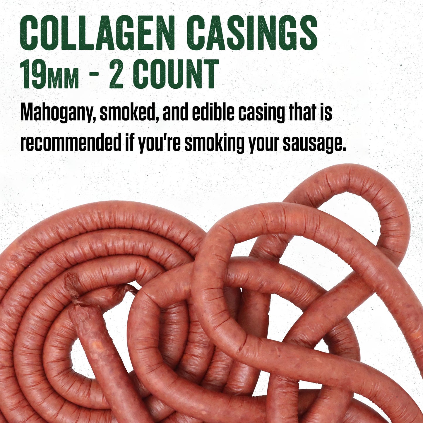 LEM Products Mahogany Smoked Collagen Casings, Edible Sausage Casings, 19mm, 2 Count Pack