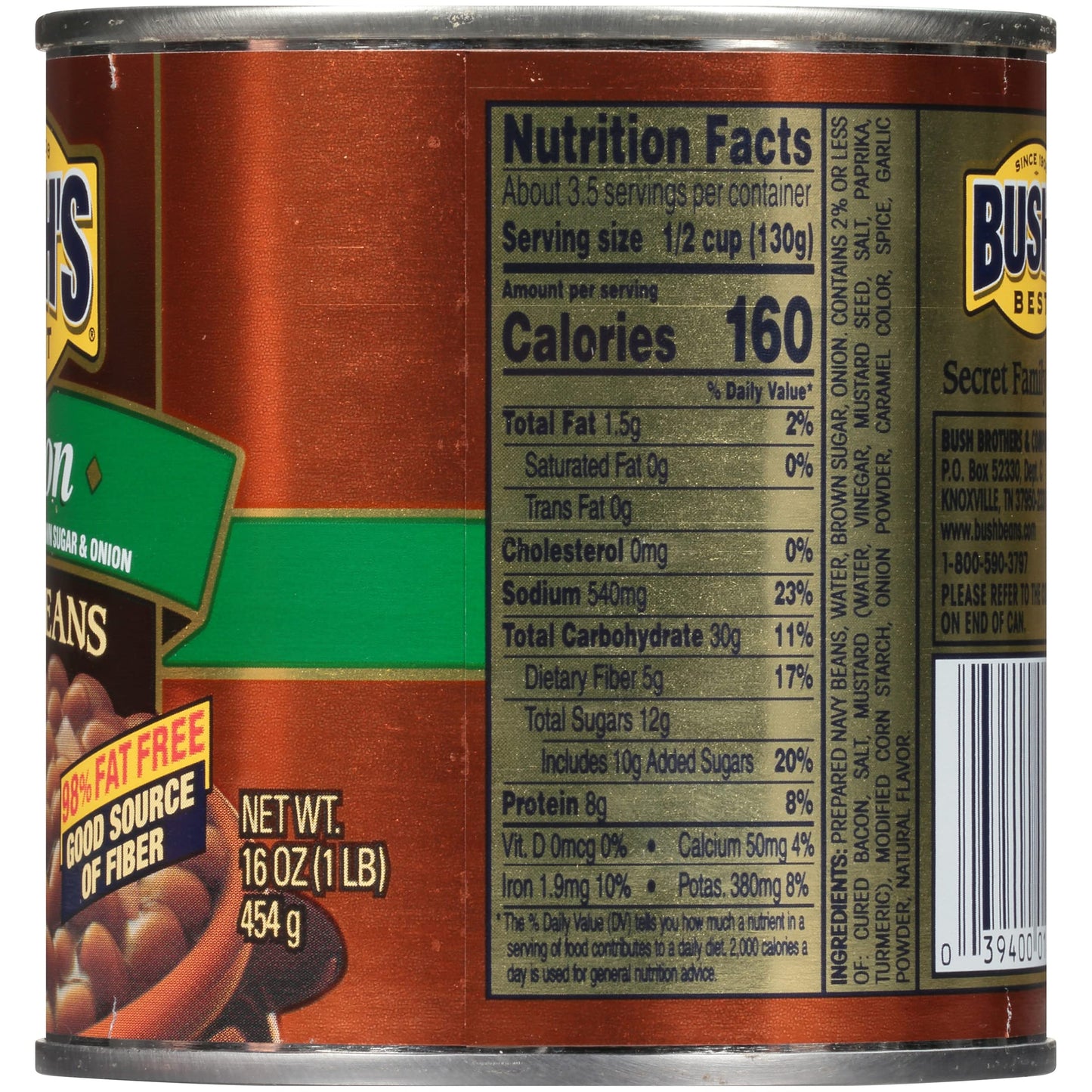 Bush'S Best 16 Oz Canned Onion Baked Beans, Source Of Plant Based Protein And Fiber, Low Fat, Gluten Free, (Pack Of 12)