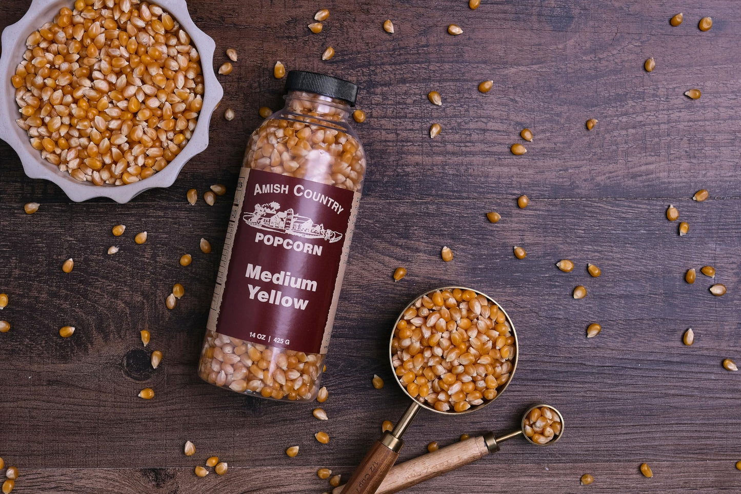Amish Country Popcorn | 14 Oz Bottle | Medium Yellow Popcorn Kernels | Old Fashioned, Non-Gmo And Gluten Free (14 Oz Bottle)