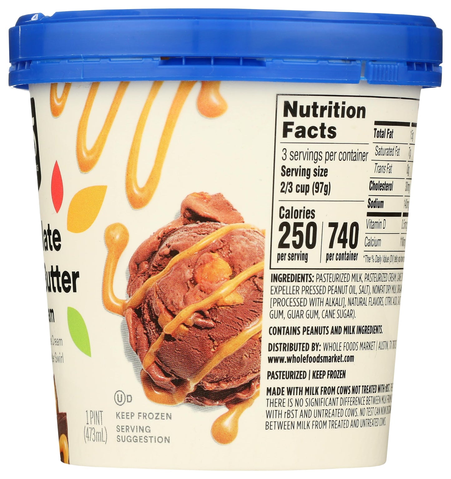 365 by Whole Foods Market Chocolate Peanut Butter Ice Cream, 1 PT