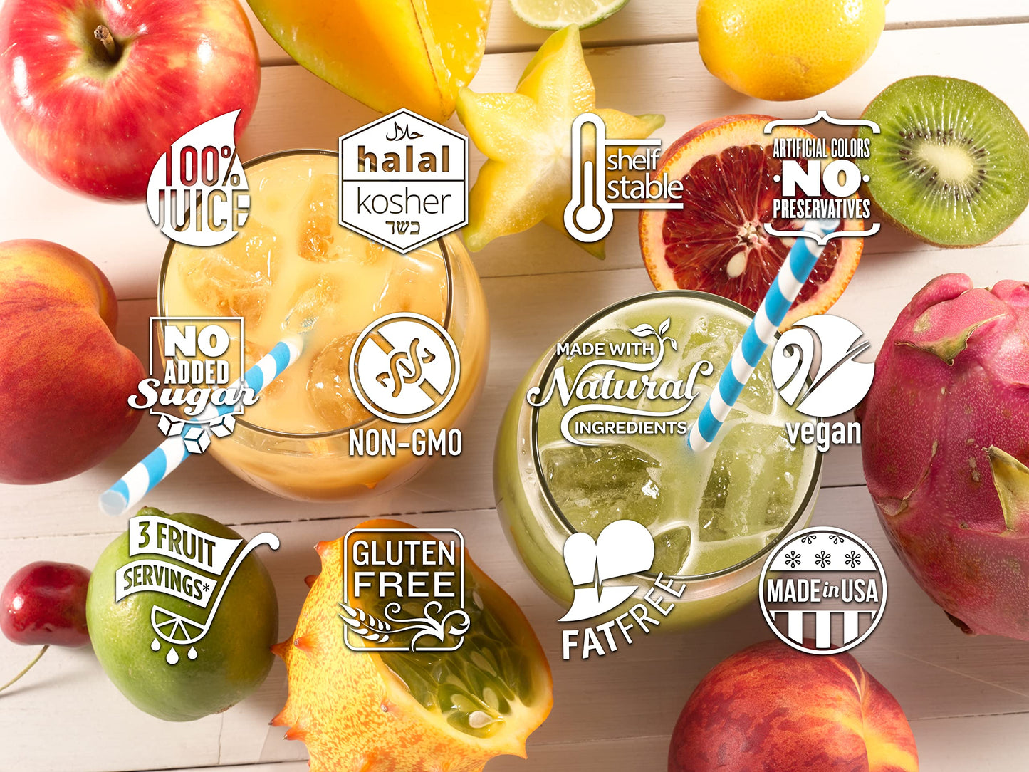 Smartfruit Superfruit All-Stars + Power, 100% Real Fruit Pur  E, Non-Gmo, No Additives, Vegan - 48 Fl. Oz - 2 Pack