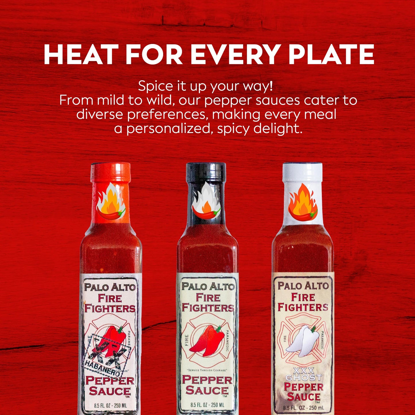PALO ALTO FIRE FIGHTERS Ghost Pepper Sauce - Salt Free Hot Sauce, 8.5 Fl Oz, Model 0028934007513