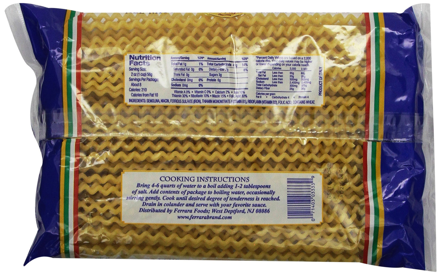 Ferrara - Fusilli col Buco (Long Fusilli) N. 33, (4)- 16 oz. Packages