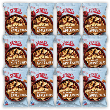 Seneca Caramel Apple Chips, 100% Red Delicious Apples, 2.5 oz (Pack of 12) - Crisped Freshness in Foil-Lined Bag