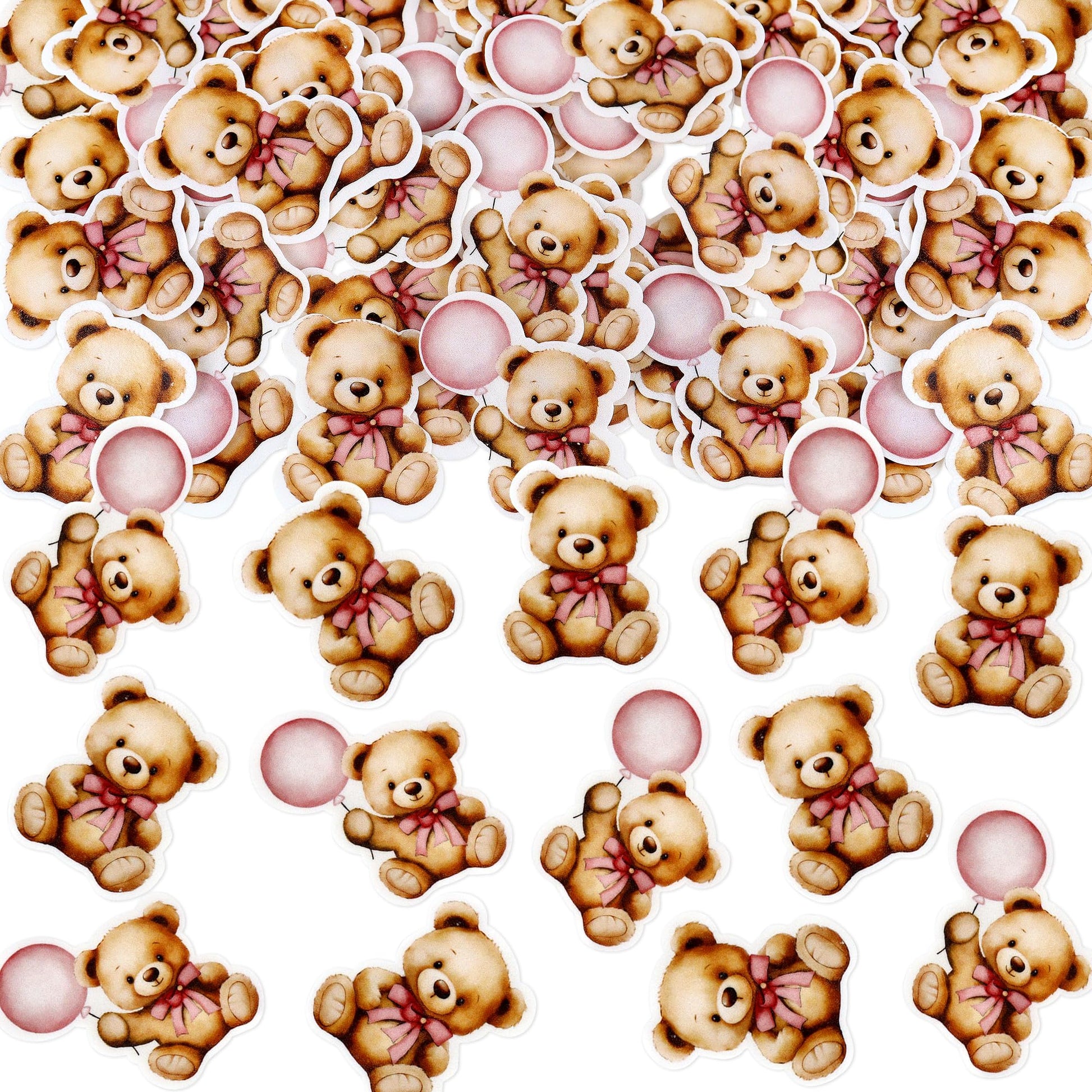 40 PCS Edible Wafer Paper Baby Shower Bear Cupcake Toppers Drink Topper Selection Baby Bear Theme Baby Shower Decorative Supplie