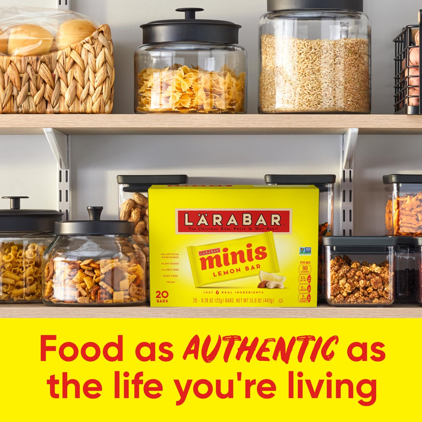 Larabar Minis  Lemon Bar  Vegan and Gluten Free Snacks  20 Mini Bars  15.6 oz