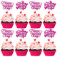 24Pcs Happy Valentine'S Day Cupcake Toppers With Heart Rose Red Glitter Sweet Love Theme Cupcake Picks Valentine'S Day Cake Deco