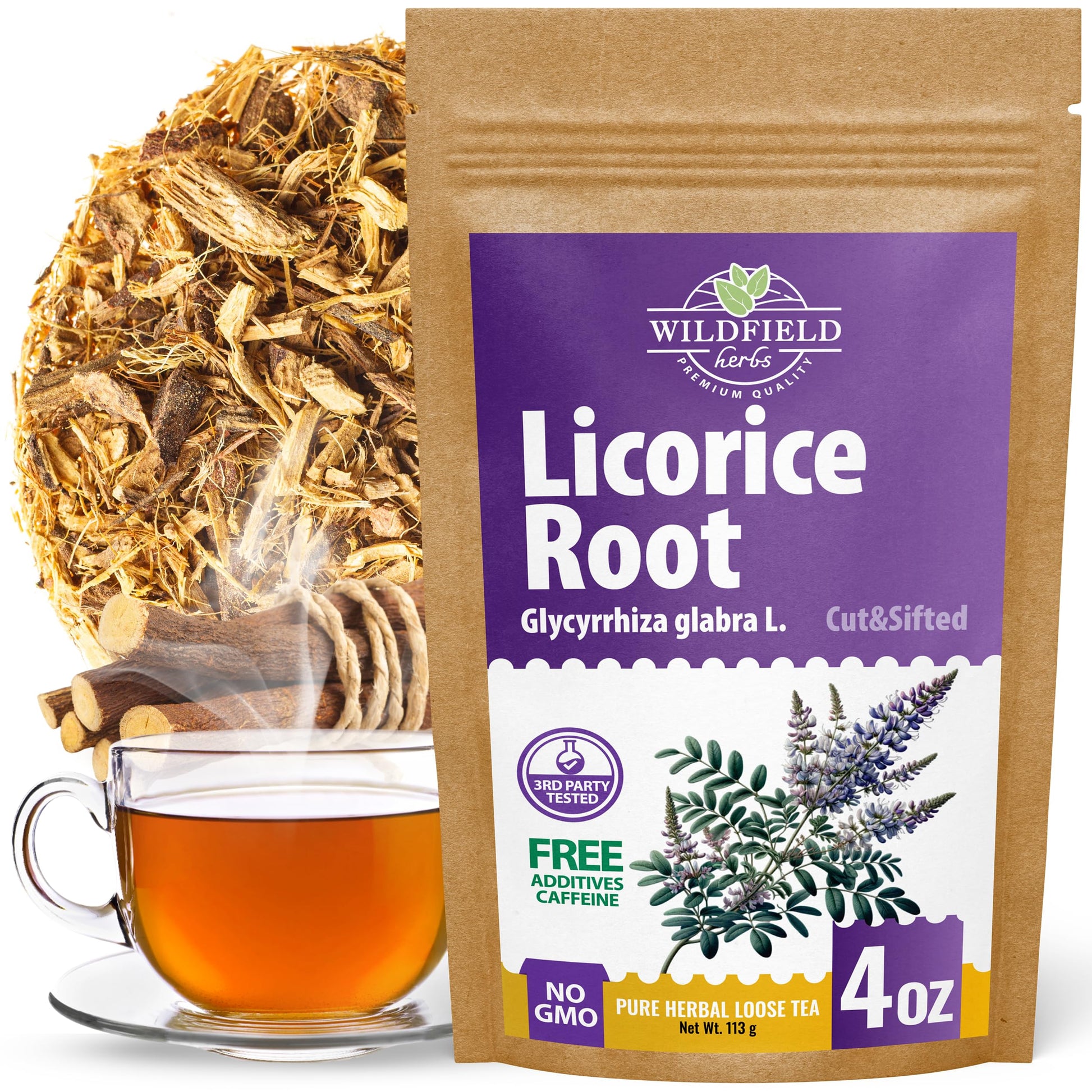 4 Oz. Licorice Root Tea Liqorish Root Tea Herb (Glycyrrhiza Glabra) - 113G Bags Licorice Roots Raiz De Regaliz