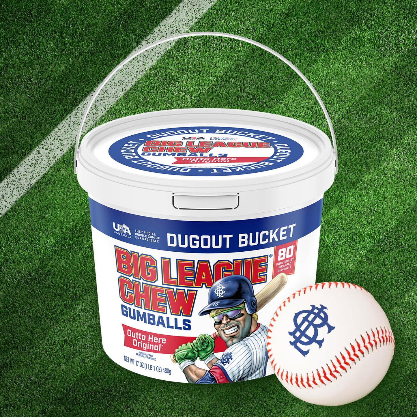 Big League Chew - Original Bubble Gum Flavor + 80Pcs Individually Wrapped Gumballs + For Games, Concessions, Picnics & Parties
