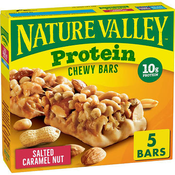 Nature Valley Chewy Protein Granola Bars, Salted Caramel Nut, 5 Bars, 7.1 Oz