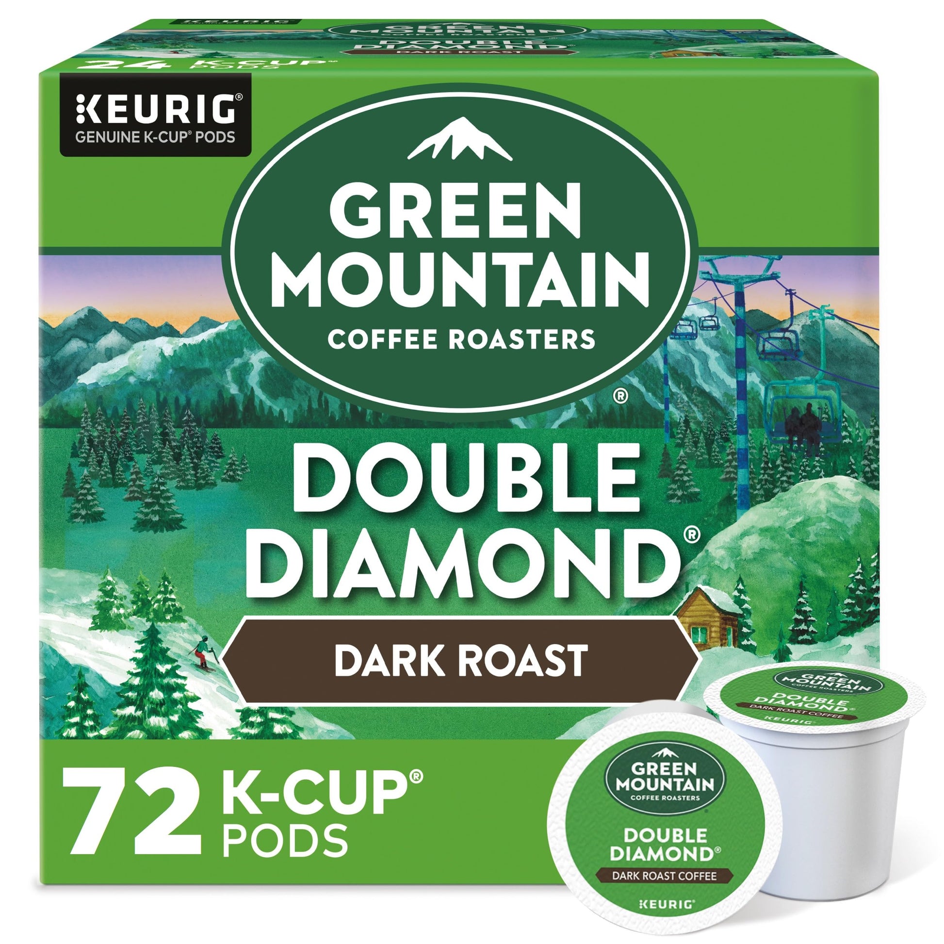 Green Mountain Coffee Roasters Double Diamond Keurig Single-Serve K-Cup Pods, Dark Roast Coffee, 72 Count (6 Packs Of 12)
