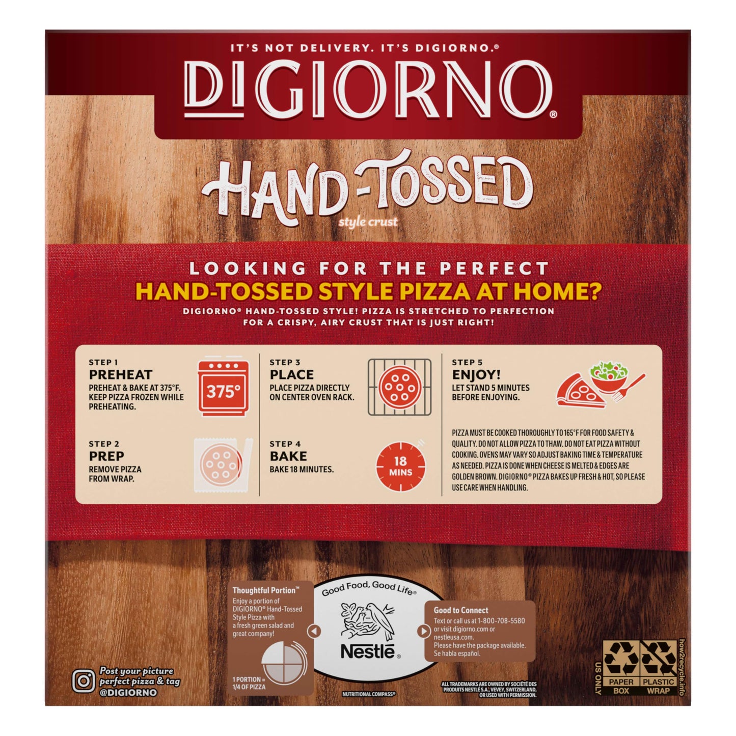 Digiorno Frozen Pizza, Pepperoni Pizza Hand-Tossed Style Crust, 17.3Oz (Frozen) 17.3 oz