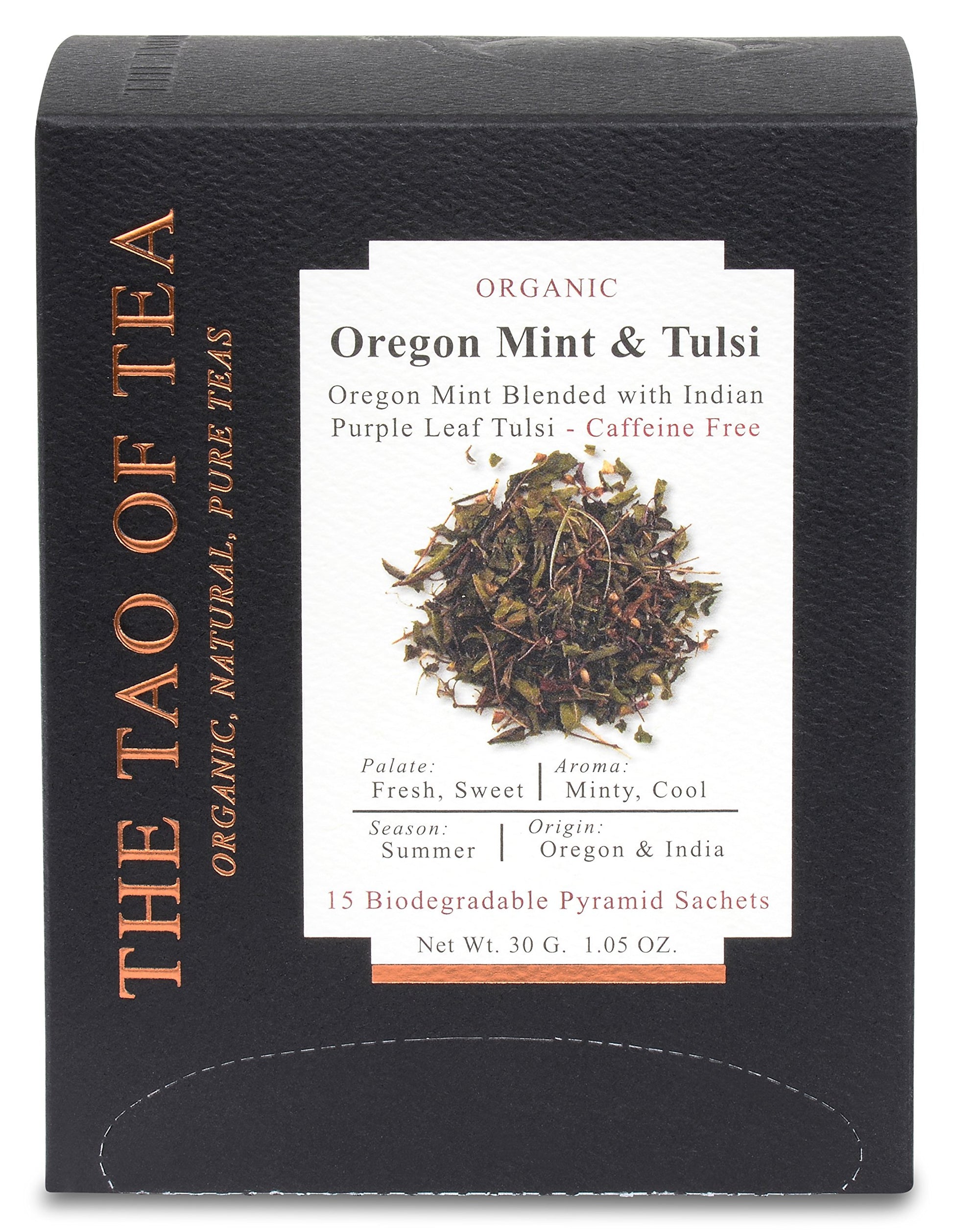 The Tao of Tea Oregon Mint & Tulsi Pyramid Sachets, 15 Count, Model 689951914415