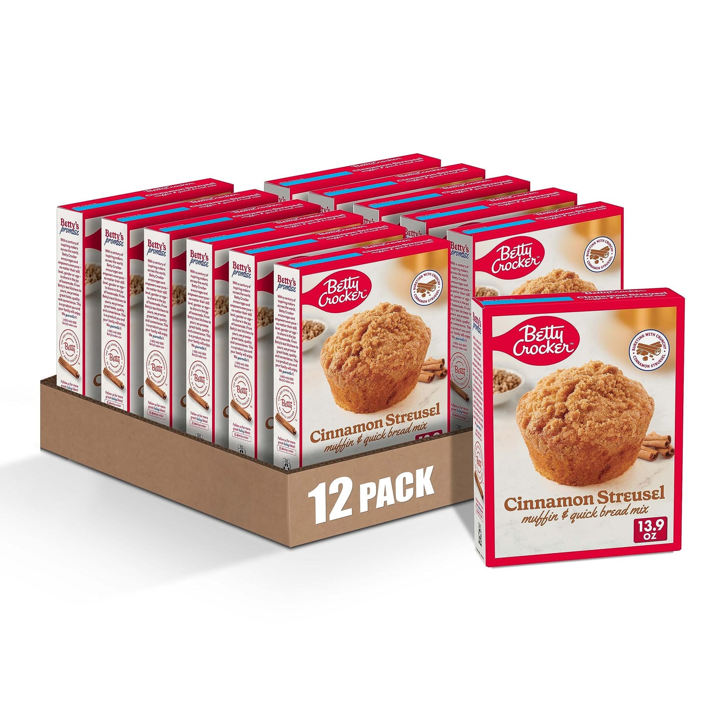 Betty Crocker Cinnamon Streusel Muffin And Quick Bread Mix, 13.9 Oz. (Pack Of 12)