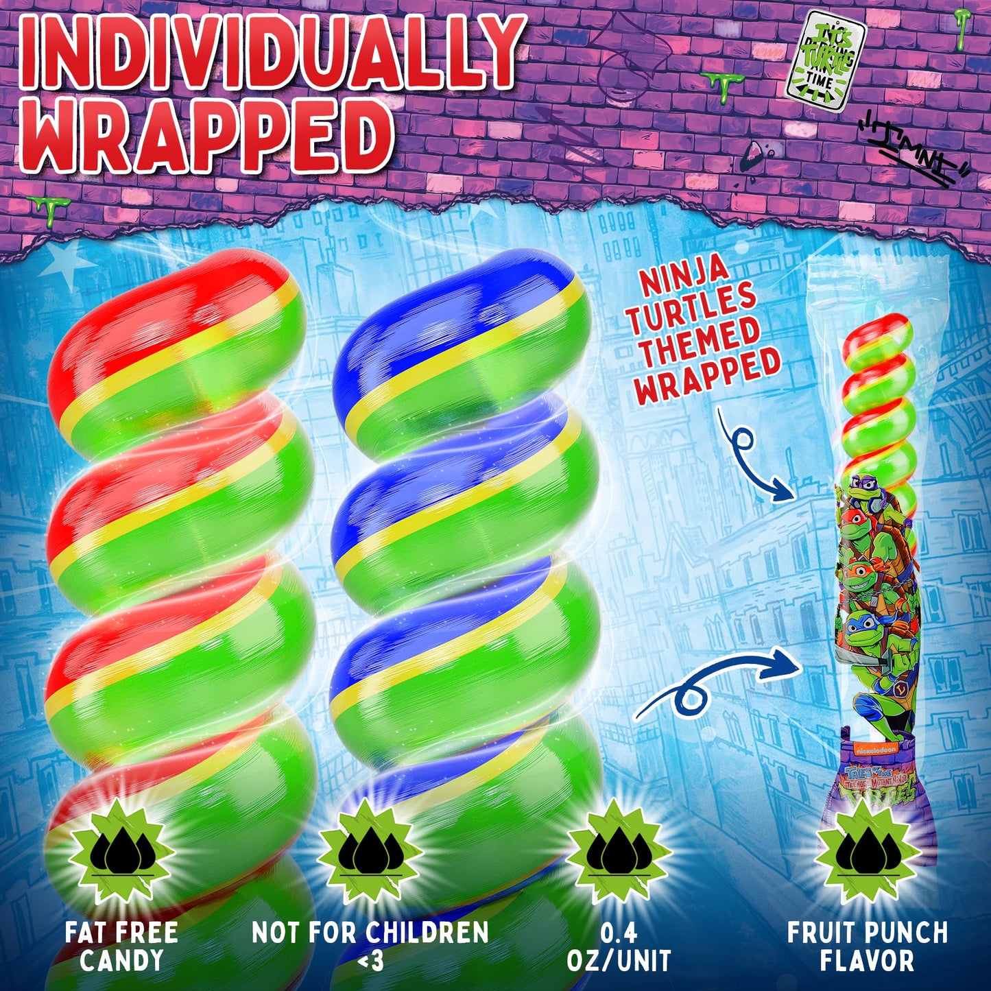 Ninja Turtles Lollipops Swirl 20Pk- Ninja Turtle Candy For Ninja Turtle Party Favors & Ninja Turtle Birthday Decorations - Teena