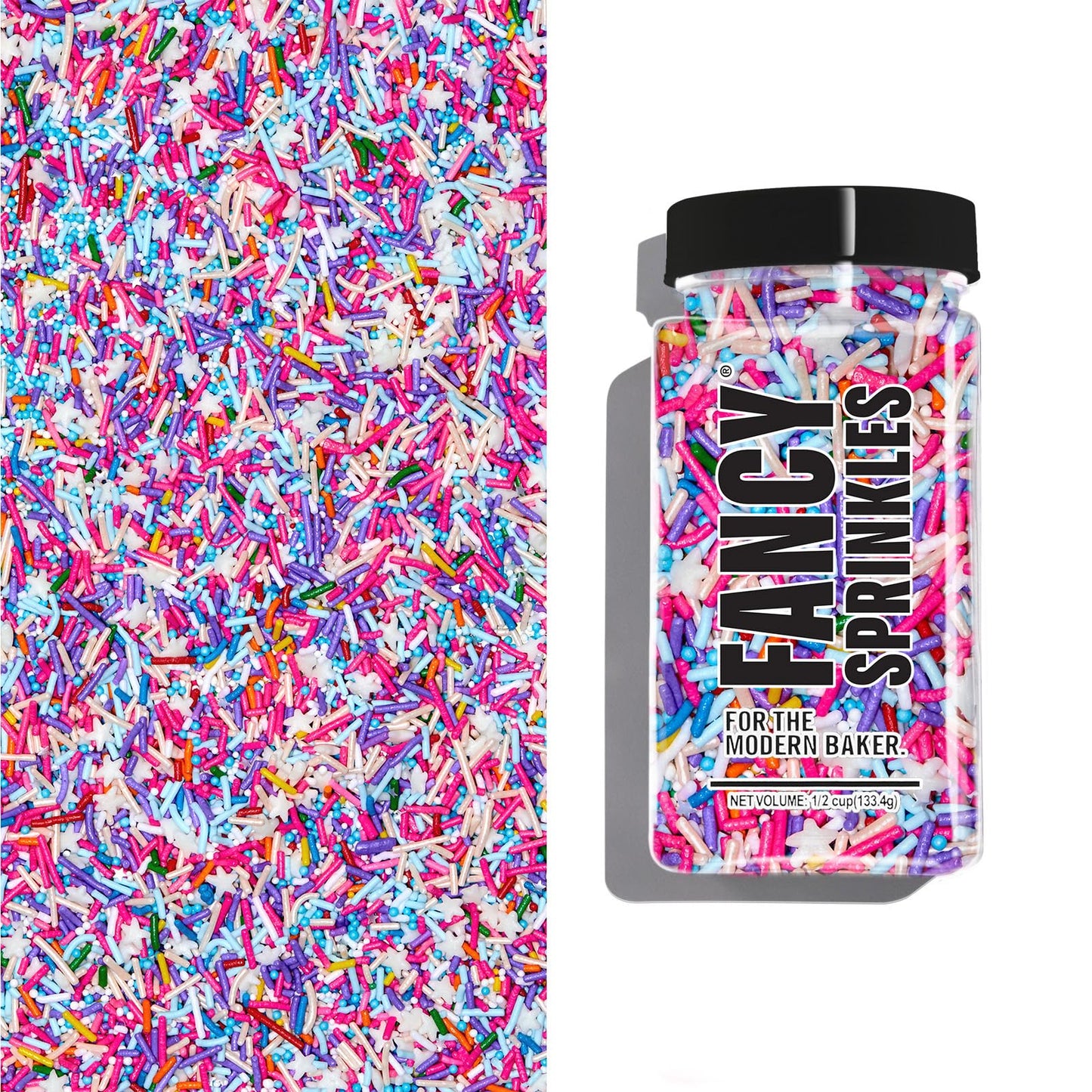 Fancy Sprinkles Roller Disco Sprinkles, Real Sugar, For Ice Cream, Cookies, Cakes, Cupcakes, Dessert Decorating, Purple & Pink S