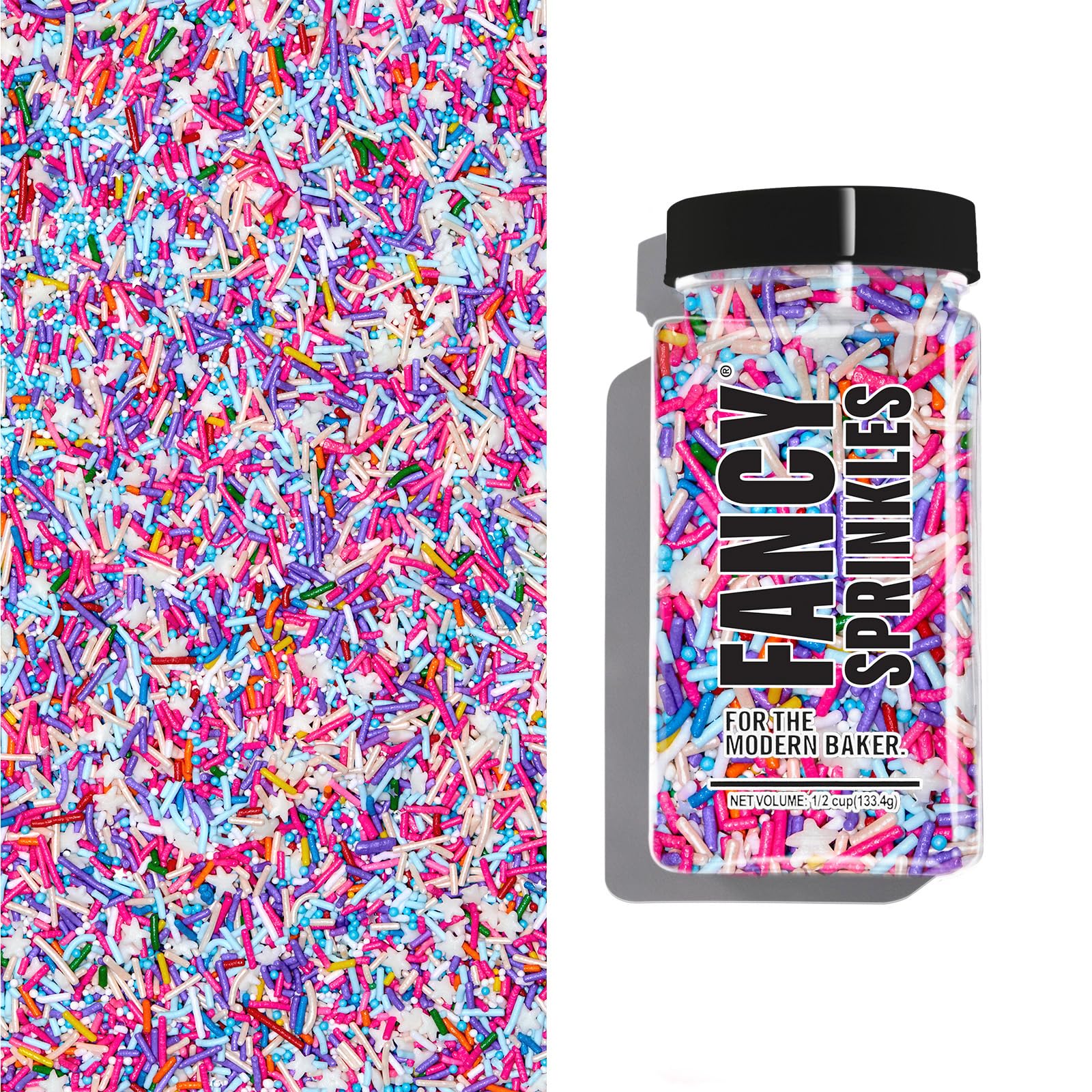 Fancy Sprinkles Roller Disco Sprinkles, Real Sugar, For Ice Cream, Cookies, Cakes, Cupcakes, Dessert Decorating, Purple & Pink S
