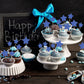 Gyufise 42Pcs Mixed Size Deep Blue Little Star Cupcake Toppers Glitter Twinkle Star Cupcake Picks For Wedding Engagement Bridal