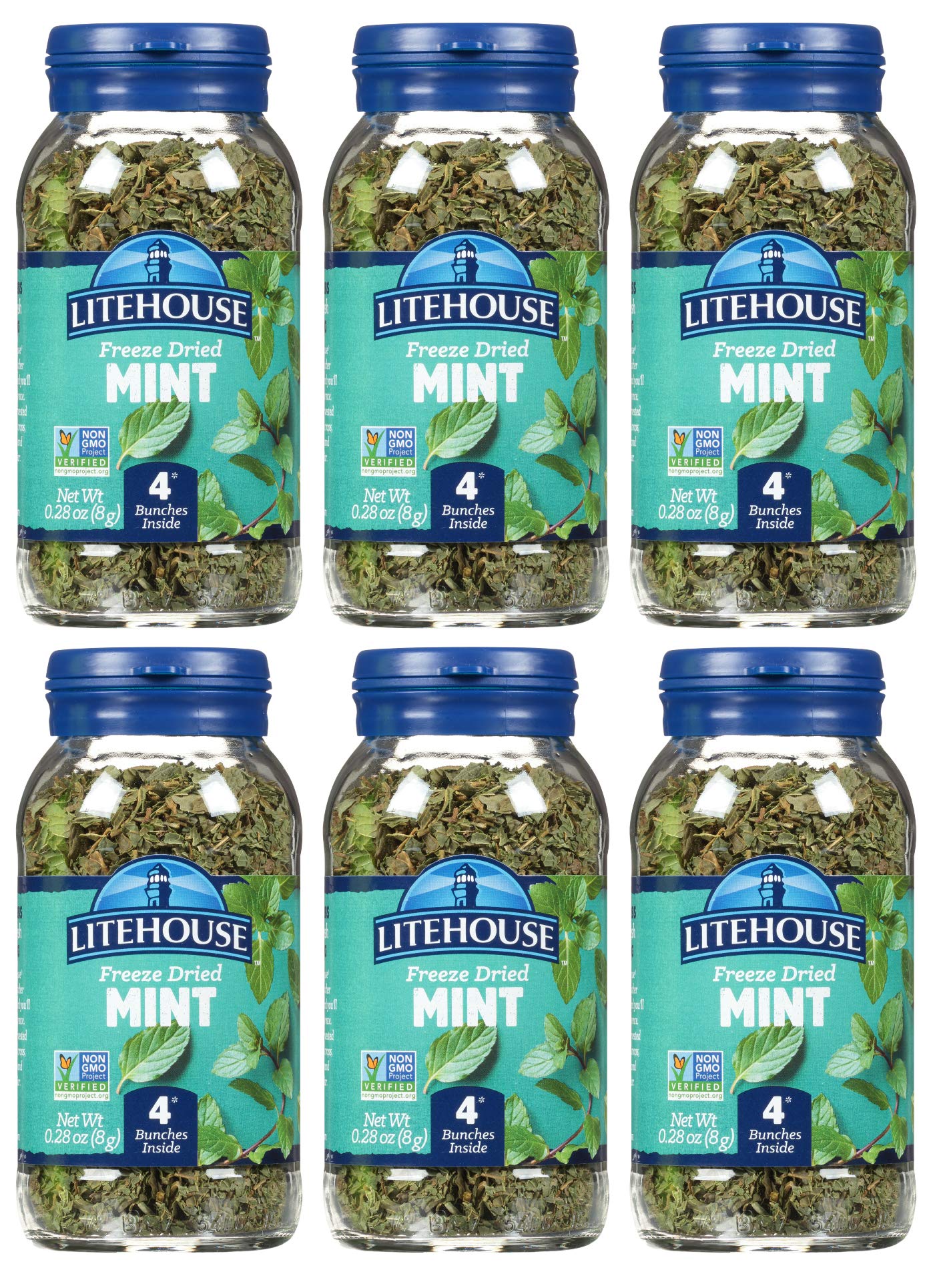 LITEHOUSE Freeze Dried Mint, Organic Mint Seasoning, Non-GMO, Gluten-Free, 0.28 Ounce (Pack of 6)