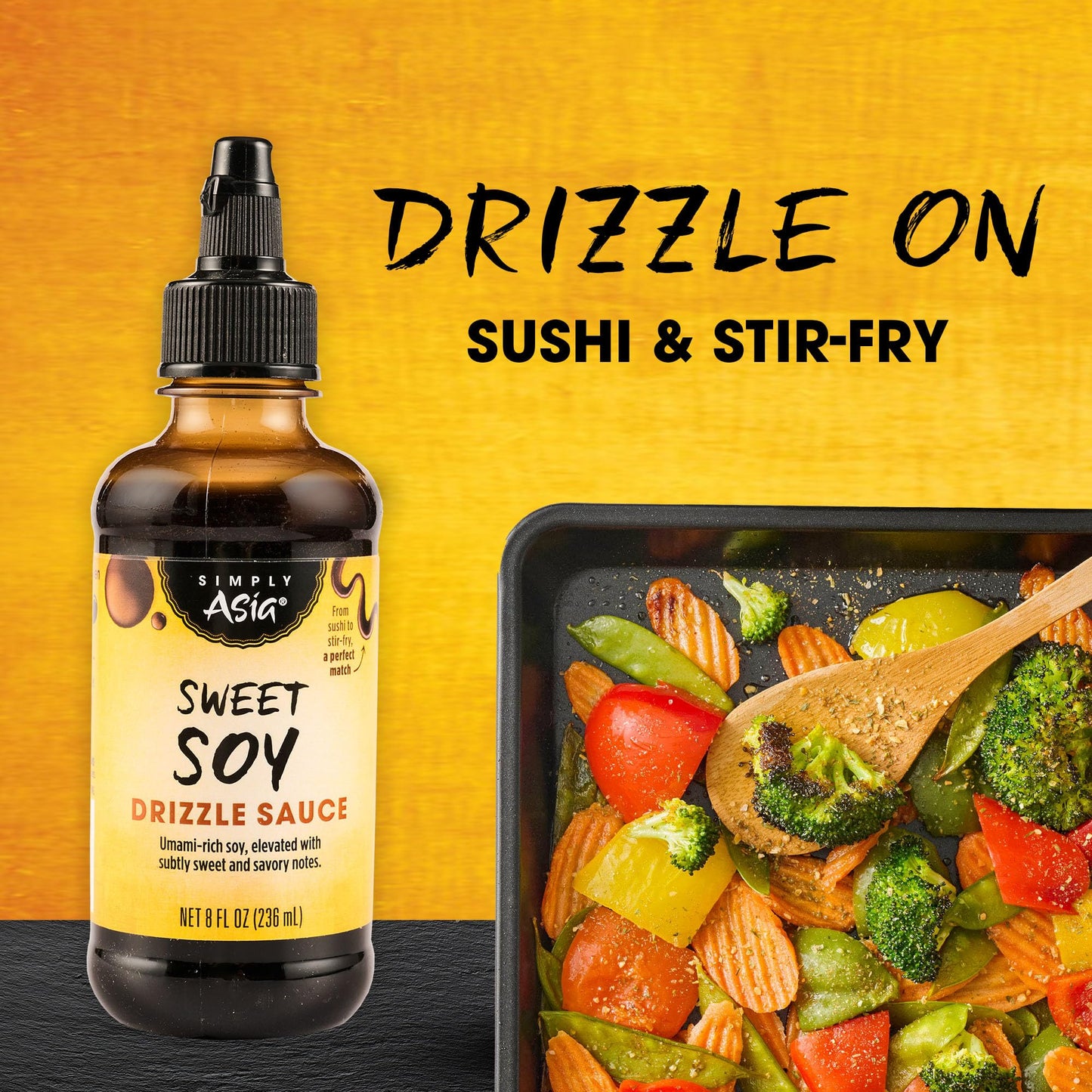 Simply Asia Drizzle Sauce, Sweet Soy, Savory, Sweet Sauce for Drizzling on Rice Bowls, Sticky Rice, Chicken Skewers, Sashimi, Sp