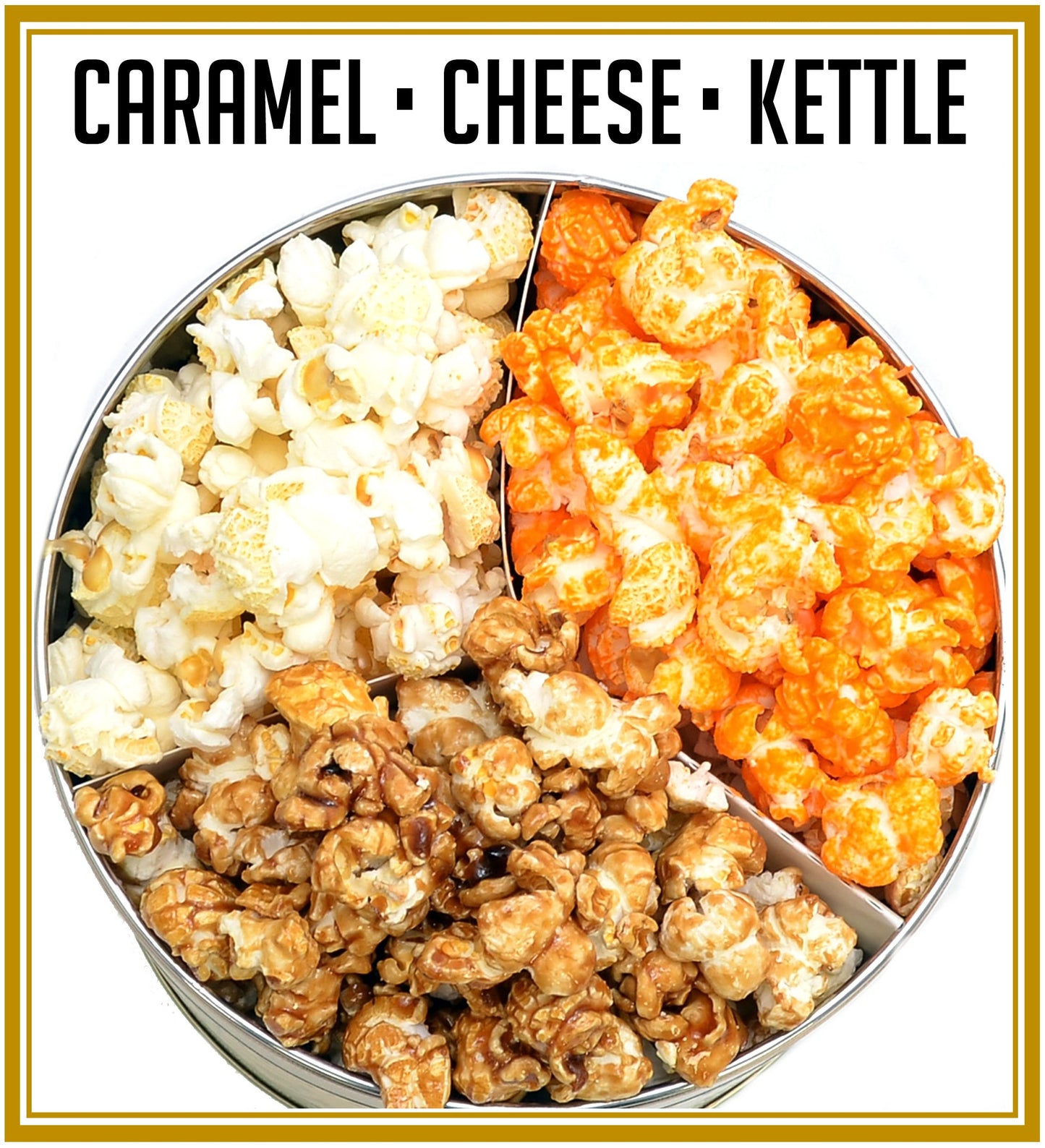 Pops Corn Gourmet Popcorn Gift Tin - Large 2 Gallon - Caramel, Cheese & Kettle Corn - Perfect Gift for Coworkers and Employees