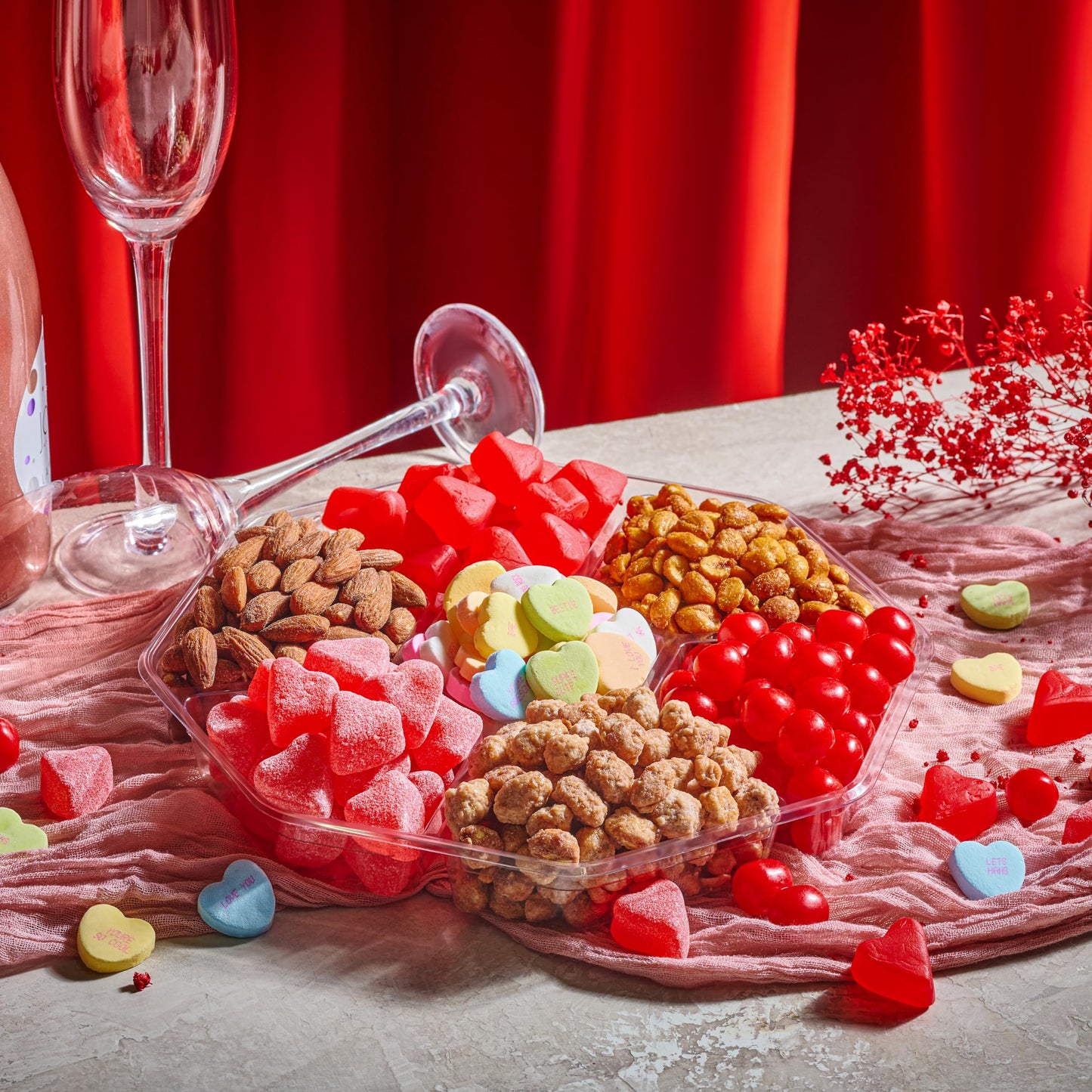 Nut Cravings Fathers Day Gourmet Dad Treats - Mixed Nuts & Heart Candy Gift Basket In Red Gold Box (7 Assortments, 1 Lb) Food Ar