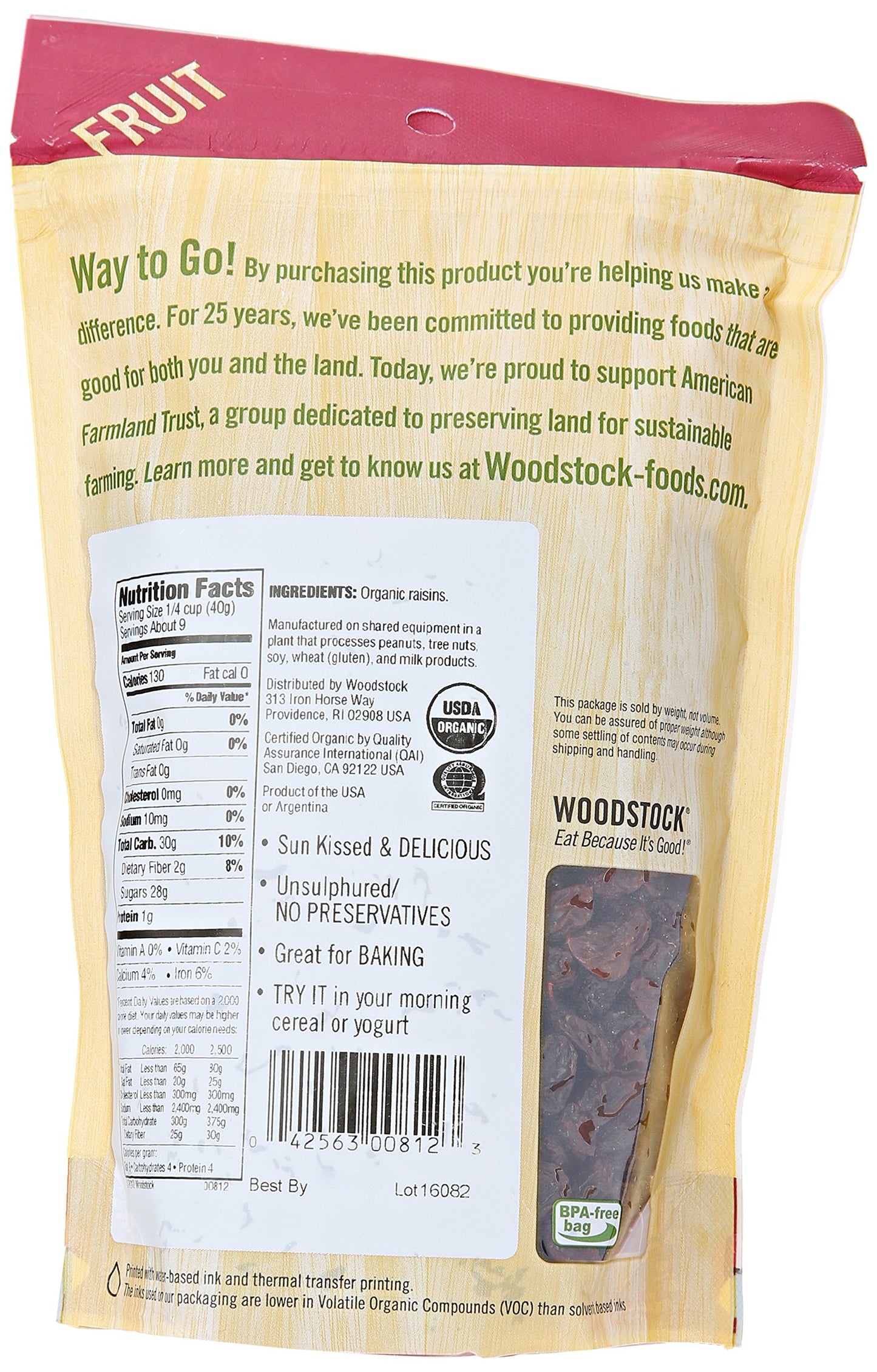 Woodstock Organic Thompson Raisins, 13 Oz