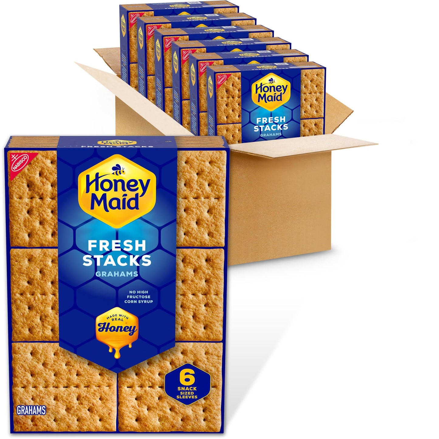 Honey Maid Fresh Stacks Graham Crackers, Bulk Travel Snacks, 6 Boxes (36 Multi Snack Packs)