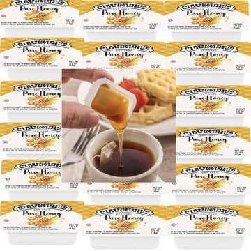 Honey Portion Cups - 0.5 oz Individual Packs - Bulk 40 Count - Pure Natural Honey for Tea, Coffee, Snacks, Breakfast, Food Servi