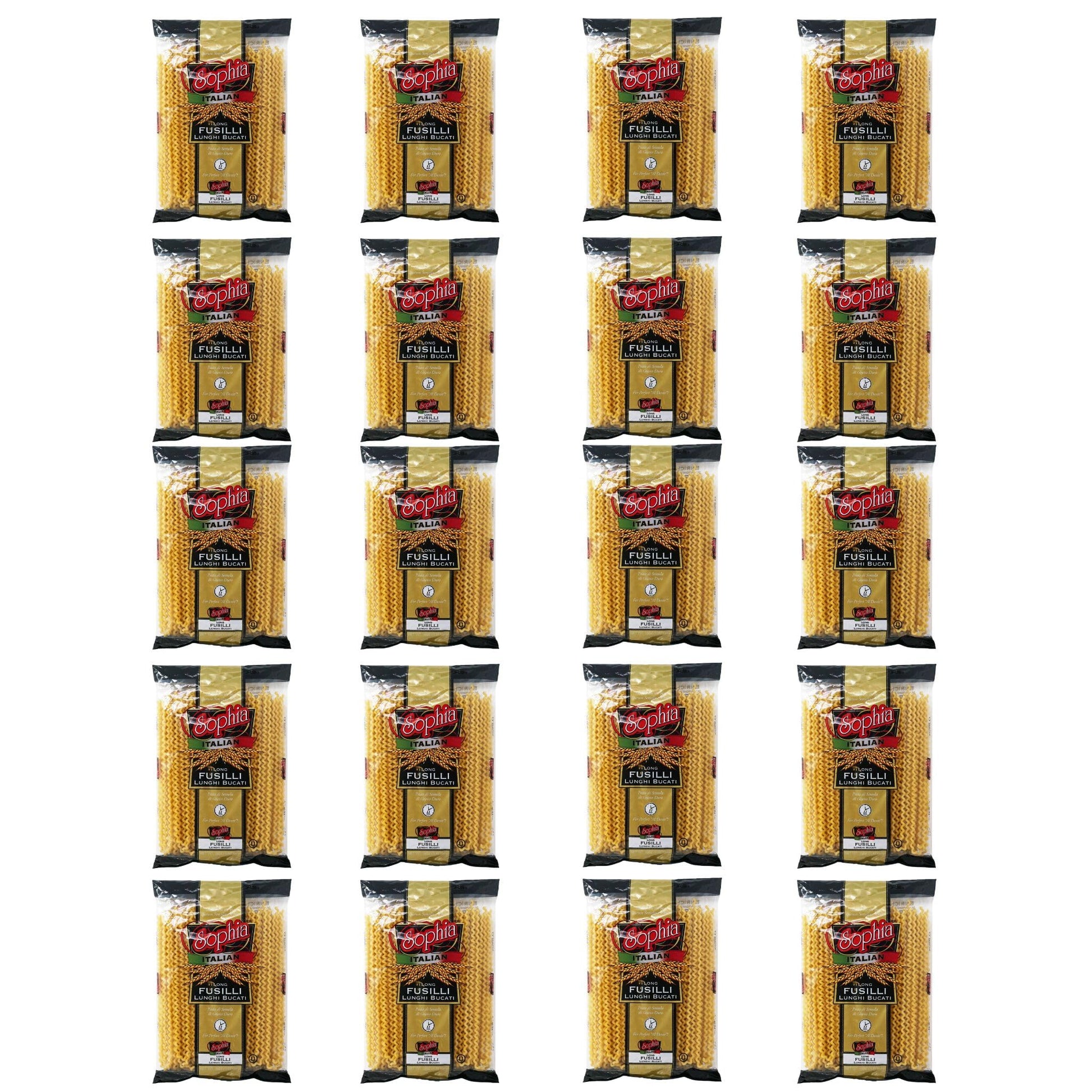 Sophia Long Fusilli Pasta – Authentic Italian 12-Inch Spiral Noodles, 20-Pack, 16 Ounce
