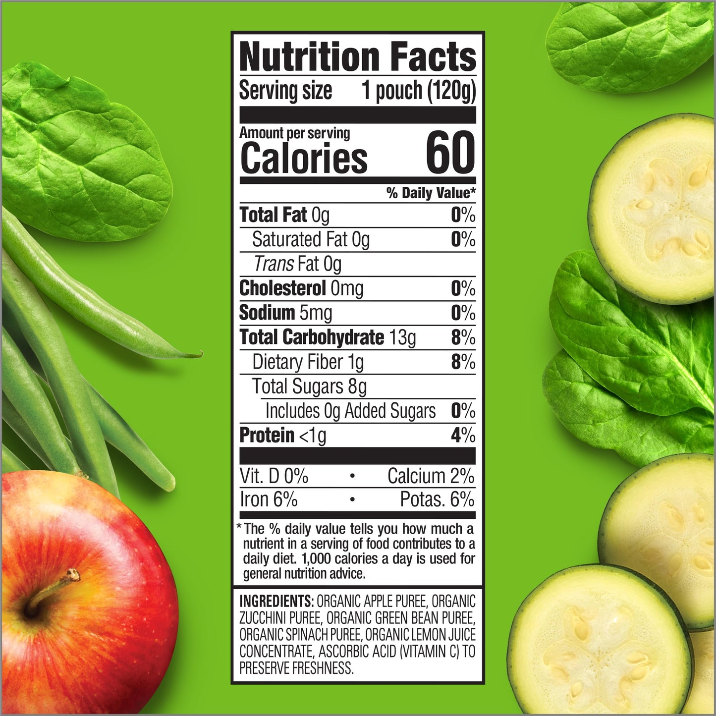 Happy Tot Organics Stage 4 Baby Food Pouches,Gluten Free, Vegan Snack, Love My Veggies, Fruit & Veggies Puree, Apples, Zucchini,