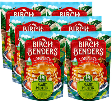 Birch Benders Pancake & Waffle Plant Protein, 14 Oz, (Pack of 6)